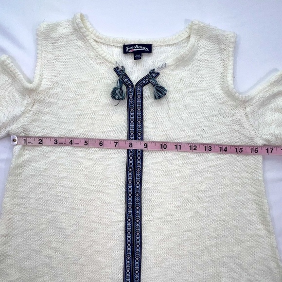 Freshman 1996 Girl Open Knit Cut Out Tassel Lightweight Sweater Sz XL(16) Tribal - Picture 10 of 13